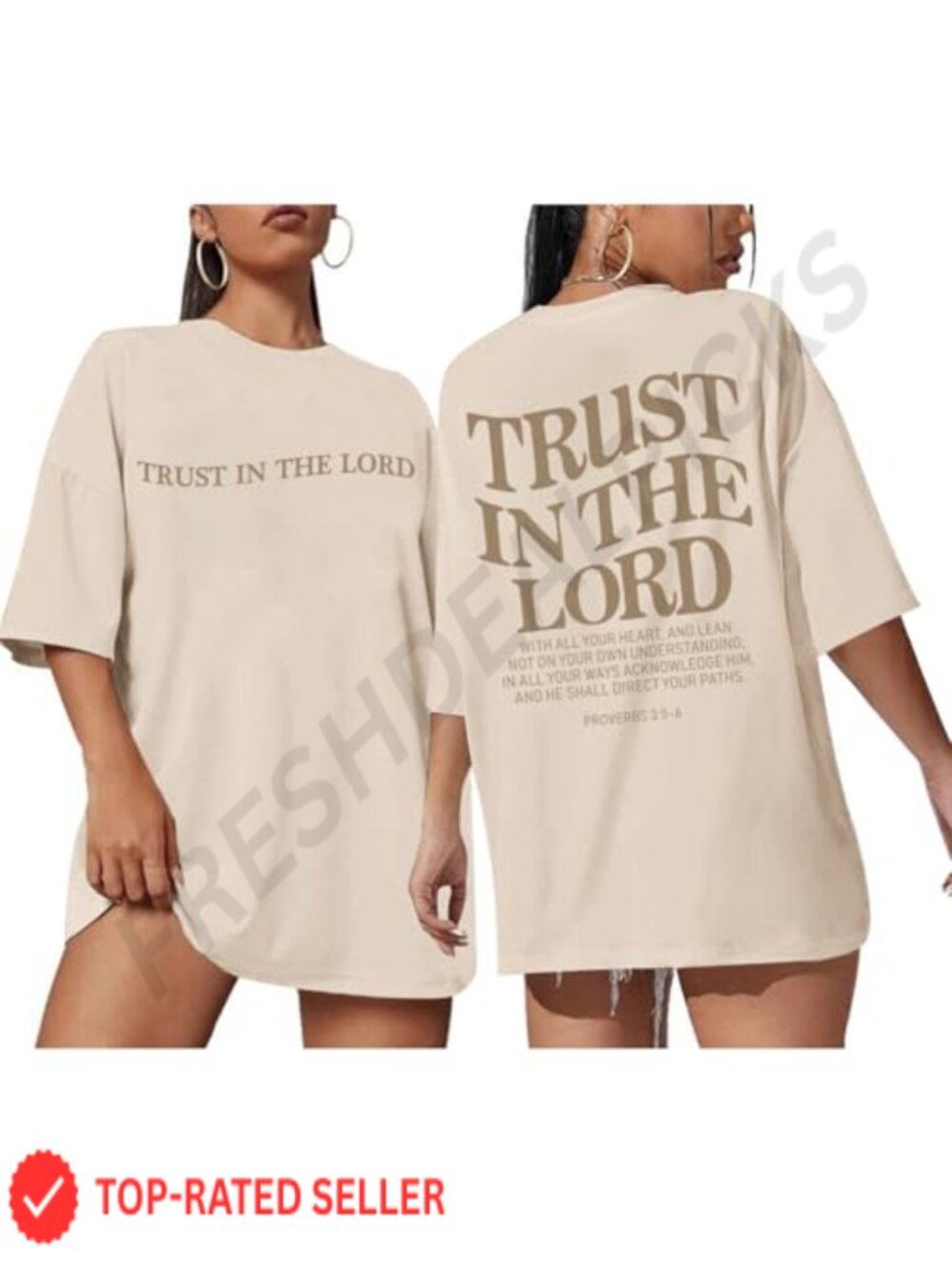 Christian Trust in The Lord Oversized Graphic T-Shirt Women Faith Bible Verse